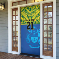 Solomon Islands Rugby Custom Door Cover Simple Coat of arm Polynesian Pattern - Polynesian Pride