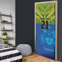 Solomon Islands Rugby Custom Door Cover Simple Coat of arm Polynesian Pattern - Polynesian Pride
