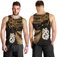 Custom Maori Men Tank Top Matariki Stars Manaia with Paua Shell - Gold LT9 - Polynesian Pride