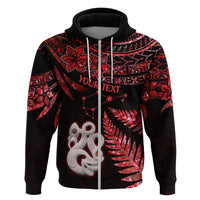Custom Matariki Hoodie NZ New Year Manaia with Paua Shell Red LT9 Zip Hoodie Red - Polynesian Pride
