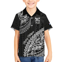 Fiji Rugby Kid Hawaiian Shirt Kaiviti Fijian Tribal World Cup Black LT9 Kid Black - Polynesian Pride