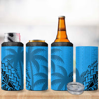Blue Fiji Rugby 4 in 1 Can Cooler Tumbler Kaiviti Fijian Tribal World Cup