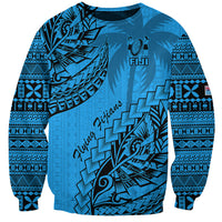 Custom Fiji Rugby Sweatshirt Kaiviti Fijian Tribal World Cup Blue No1 LT9 Unisex Blue - Polynesian Pride