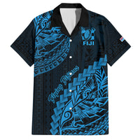 Fiji Rugby Family Matching Long Sleeve Bodycon Dress and Hawaiian Shirt Kaiviti Fijian Tribal World Cup Blue No2 LT9 Dad's Shirt - Short Sleeve Blue - Polynesian Pride