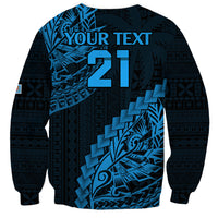Custom Fiji Rugby Sweatshirt Kaiviti Fijian Tribal World Cup Blue No2 LT9 - Polynesian Pride