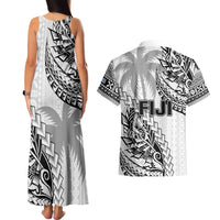 Fiji Rugby Couples Matching Tank Maxi Dress and Hawaiian Shirt Kaiviti Fijian Tribal World Cup White LT9 - Polynesian Pride