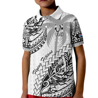 Fiji Rugby Kid Polo Shirt Kaiviti Fijian Tribal World Cup White LT9 Kid White - Polynesian Pride