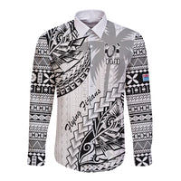 Fiji Rugby Long Sleeve Button Shirt Kaiviti Fijian Tribal World Cup White LT9 Unisex White - Polynesian Pride