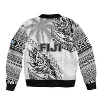 Fiji Rugby Sleeve Zip Bomber Jacket Kaiviti Fijian Tribal World Cup White LT9 - Polynesian Pride