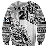 Custom Fiji Rugby Sweatshirt Kaiviti Fijian Tribal World Cup White LT9 - Polynesian Pride