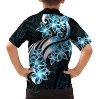 Plumeria Tribal Tattoo Family Matching Puletasi and Hawaiian Shirt Blue Polynesian Pattern LT9 - Polynesian Pride