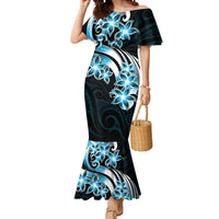 Plumeria Tribal Tattoo Mermaid Dress Blue Polynesian Pattern LT9 Women Blue - Polynesian Pride