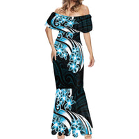 Plumeria Tribal Tattoo Mermaid Dress Blue Polynesian Pattern LT9 - Polynesian Pride