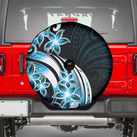 Plumeria Tribal Tattoo Spare Tire Cover Blue Polynesian Pattern