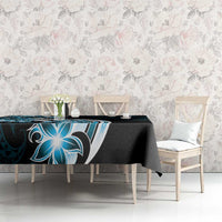 Plumeria Tribal Tattoo Tablecloth Blue Polynesian Pattern