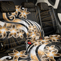 Plumeria Tribal Tattoo Back Car Seat Cover Gold Polynesian Pattern