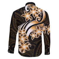 Plumeria Tribal Tattoo Family Matching Short Sleeve Bodycon Dress and Hawaiian Shirt Gold Polynesian Pattern LT9 - Polynesian Pride