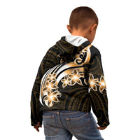 Plumeria Tribal Tattoo Kid Hoodie Gold Polynesian Pattern