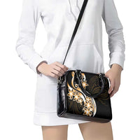 Plumeria Tribal Tattoo Shoulder Handbag Gold Polynesian Pattern