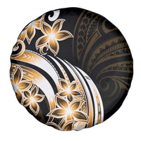 Plumeria Tribal Tattoo Spare Tire Cover Gold Polynesian Pattern