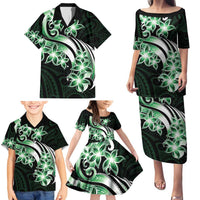 Plumeria Tribal Tattoo Family Matching Puletasi and Hawaiian Shirt Green Polynesian Pattern LT9 - Polynesian Pride