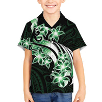 Plumeria Tribal Tattoo Family Matching Puletasi and Hawaiian Shirt Green Polynesian Pattern LT9 Son's Shirt Green - Polynesian Pride