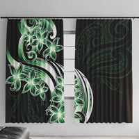 Plumeria Tribal Tattoo Window Curtain Green Polynesian Pattern