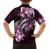 Plumeria Tribal Tattoo Family Matching Off Shoulder Maxi Dress and Hawaiian Shirt Pink Polynesian Pattern LT9 - Polynesian Pride