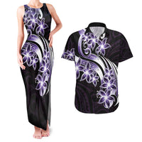 Plumeria Tribal Tattoo Couples Matching Tank Maxi Dress and Hawaiian Shirt Purple Polynesian Pattern LT9 Purple - Polynesian Pride