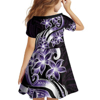 Plumeria Tribal Tattoo Family Matching Short Sleeve Bodycon Dress and Hawaiian Shirt Purple Polynesian Pattern LT9 - Polynesian Pride