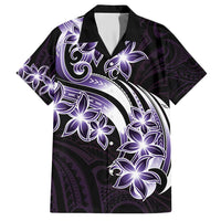 Plumeria Tribal Tattoo Family Matching Short Sleeve Bodycon Dress and Hawaiian Shirt Purple Polynesian Pattern LT9 Dad's Shirt - Short Sleeve Purple - Polynesian Pride
