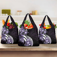 Plumeria Tribal Tattoo Grocery Bag Purple Polynesian Pattern LT9 3-pack One Size Purple - Polynesian Pride