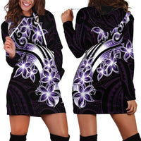 Plumeria Tribal Tattoo Hoodie Dress Purple Polynesian Pattern