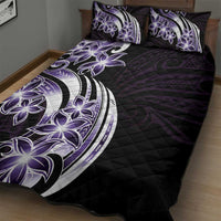 Plumeria Tribal Tattoo Quilt Bed Set Purple Polynesian Pattern