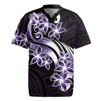 Plumeria Tribal Tattoo Rugby Jersey Purple Polynesian Pattern