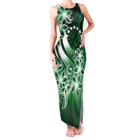 Cook Islands Tattoo Family Matching Tank Maxi Dress and Hawaiian Shirt Plumeria Polynesian Pattern LT9 Mom's Dress Green - Polynesian Pride