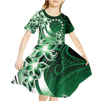 Cook Islands Tattoo Kid Short Sleeve Dress Plumeria Polynesian Pattern LT9 - Polynesian Pride