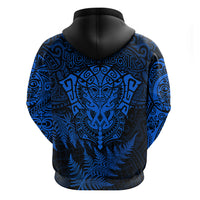 Personalised New Zealand Rugby Hoodie Silver Fern All Black Mix Ta Moko Blue Style LT9 - Polynesian Pride