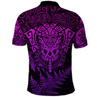 Personalised New Zealand Rugby Polo Shirt Silver Fern All Black Mix Ta Moko Purple Style LT9 - Polynesian Pride