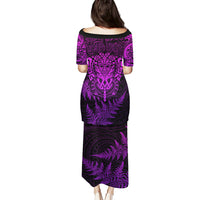 Personalised New Zealand Rugby Puletasi Silver Fern All Black Mix Ta Moko Purple Style LT9 - Polynesian Pride