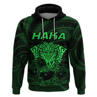 Personalised New Zealand Rugby Hoodie Aotearoa Ka Mate Haka All Black Mix Ta Moko Green Style LT9 Green - Polynesian Pride