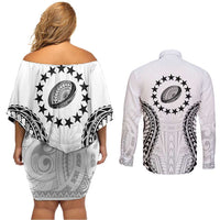 World Rugby Cook Islands Couples Matching Off Shoulder Short Dress and Long Sleeve Button Shirt Kukis Make History - Polynesian Pride
