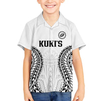 World Rugby Cook Islands Family Matching Off The Shoulder Long Sleeve Dress and Hawaiian Shirt Kukis Make History LT9 Son's Shirt White - Polynesian Pride