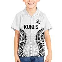 World Rugby Cook Islands Family Matching Off Shoulder Maxi Dress and Hawaiian Shirt Kukis Make History LT9 Son's Shirt White - Polynesian Pride