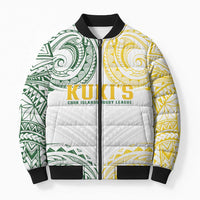 World Rugby Cook Islands Bomber Puffer Jacket White Polynesian Tribal Pattern - Polynesian Pride