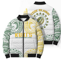 World Rugby Cook Islands Bomber Puffer Jacket White Polynesian Tribal Pattern - Polynesian Pride