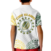 World Rugby Cook Islands Kid Polo Shirt White Polynesian Tribal Pattern LT9 - Polynesian Pride