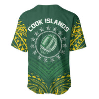 World Rugby Cook Islands Baseball Jersey Green Polynesian Tribal Pattern LT9 - Polynesian Pride