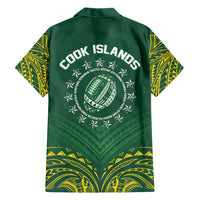 World Rugby Cook Islands Hawaiian Shirt Green Polynesian Tribal Pattern - Polynesian Pride