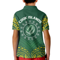 World Rugby Cook Islands Kid Polo Shirt Green Polynesian Tribal Pattern LT9 - Polynesian Pride